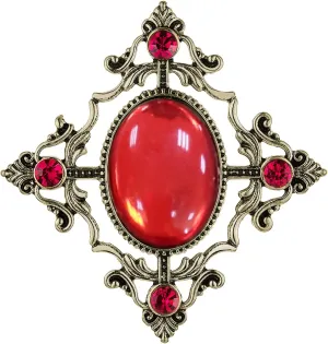 Halloween Vintage Geometric Shape Brooches for Women Clothes Pins Party Favors Victorian Cameo Pin Red Oval Resin Rhinestone Brooches Costume Jewelry for Women B19A