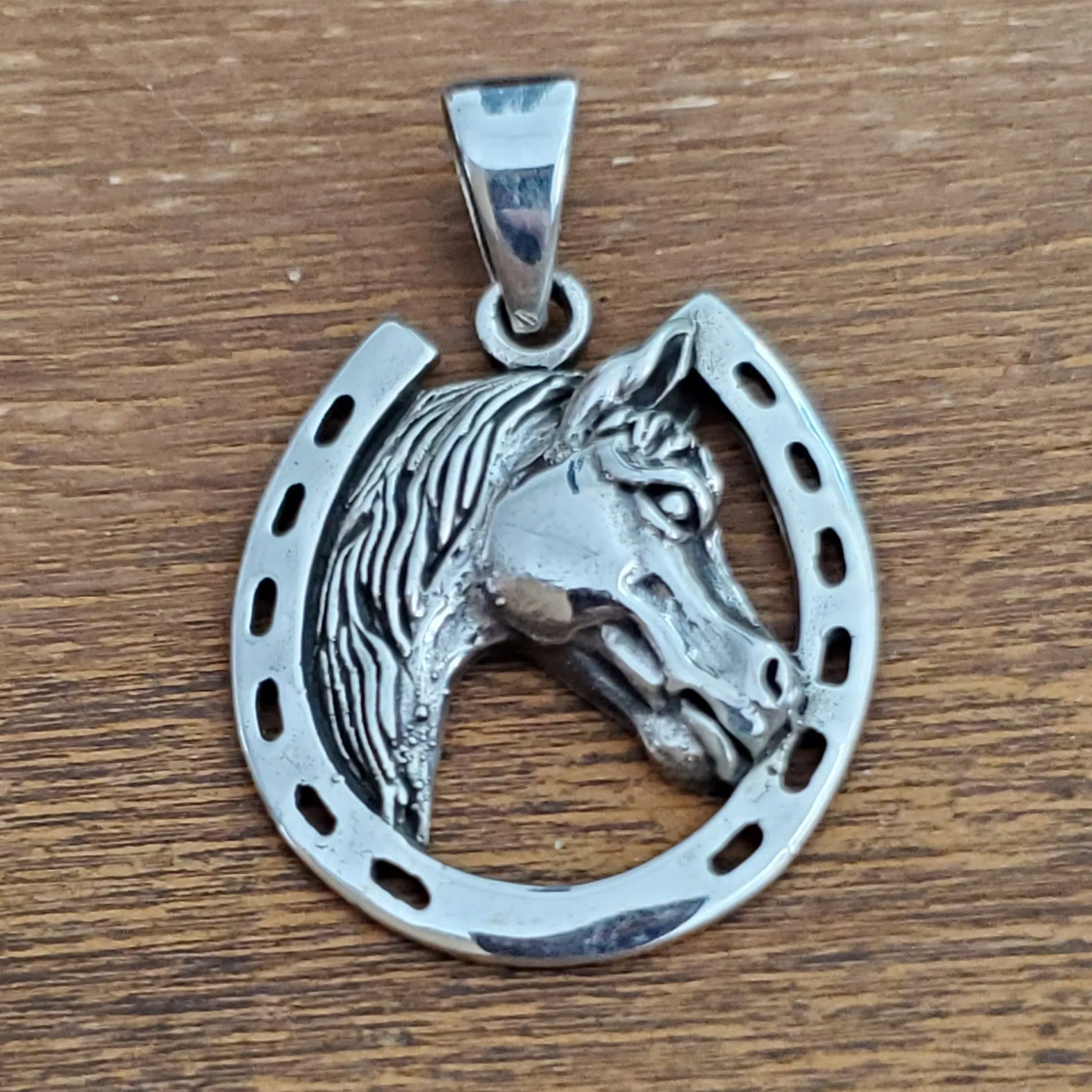 Horseshoe Lucky Charm .925 Sterling Silver Equestrian Pendant