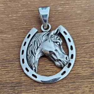 Horseshoe Lucky Charm .925 Sterling Silver Equestrian Pendant