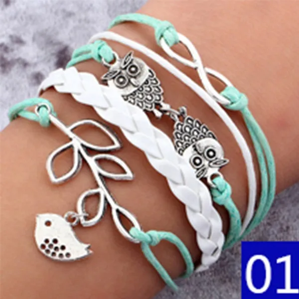 Infinite double leather multi layer Charm  bracelet