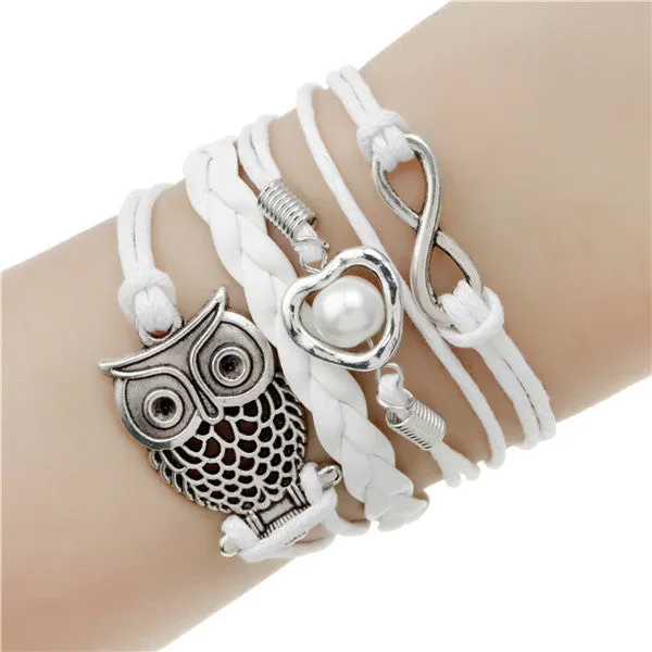 Infinite double leather multi layer Charm  bracelet