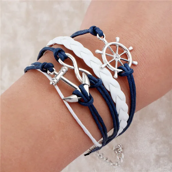 Infinite double leather multi layer Charm  bracelet