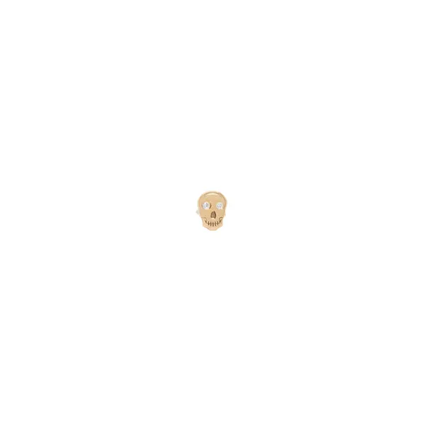 Itty Bitty Diamond Skull Stud in Yellow Gold