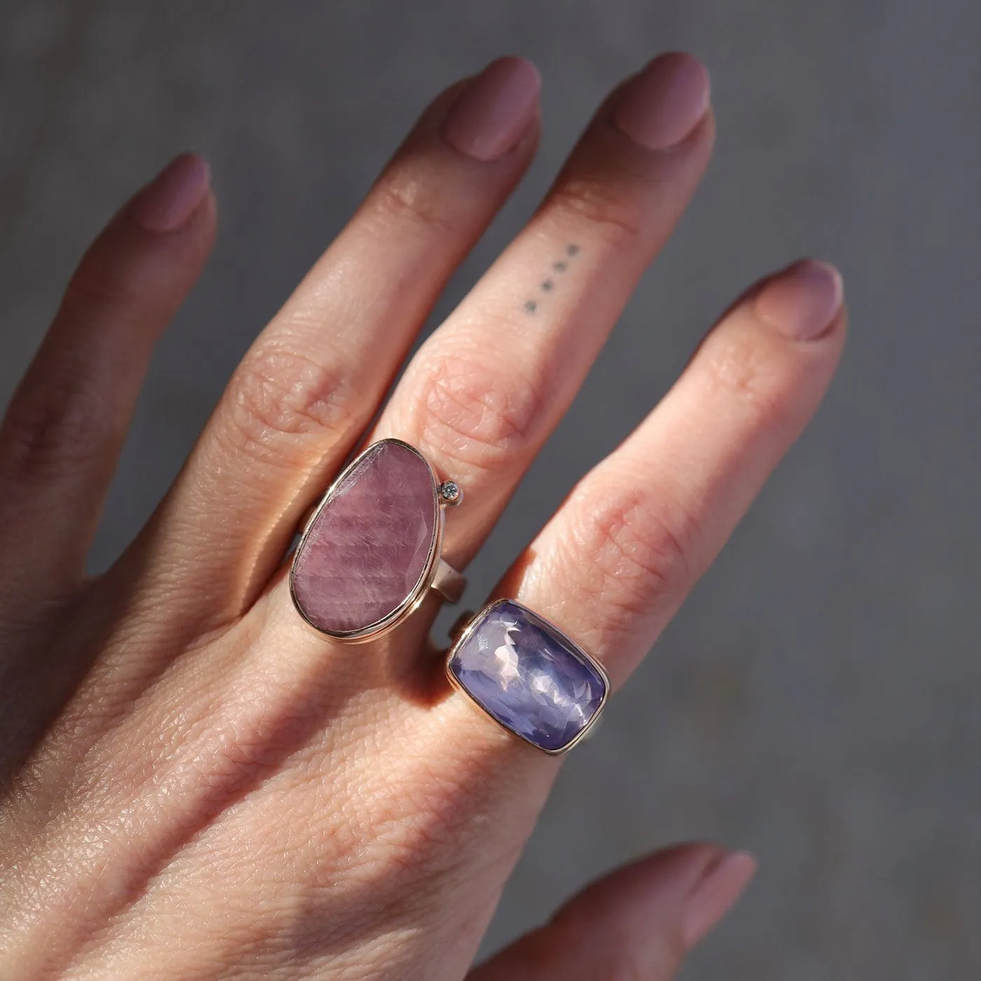 Jamie Joesph Vertical Asymmetrical Table Up Pink Sapphire Ring