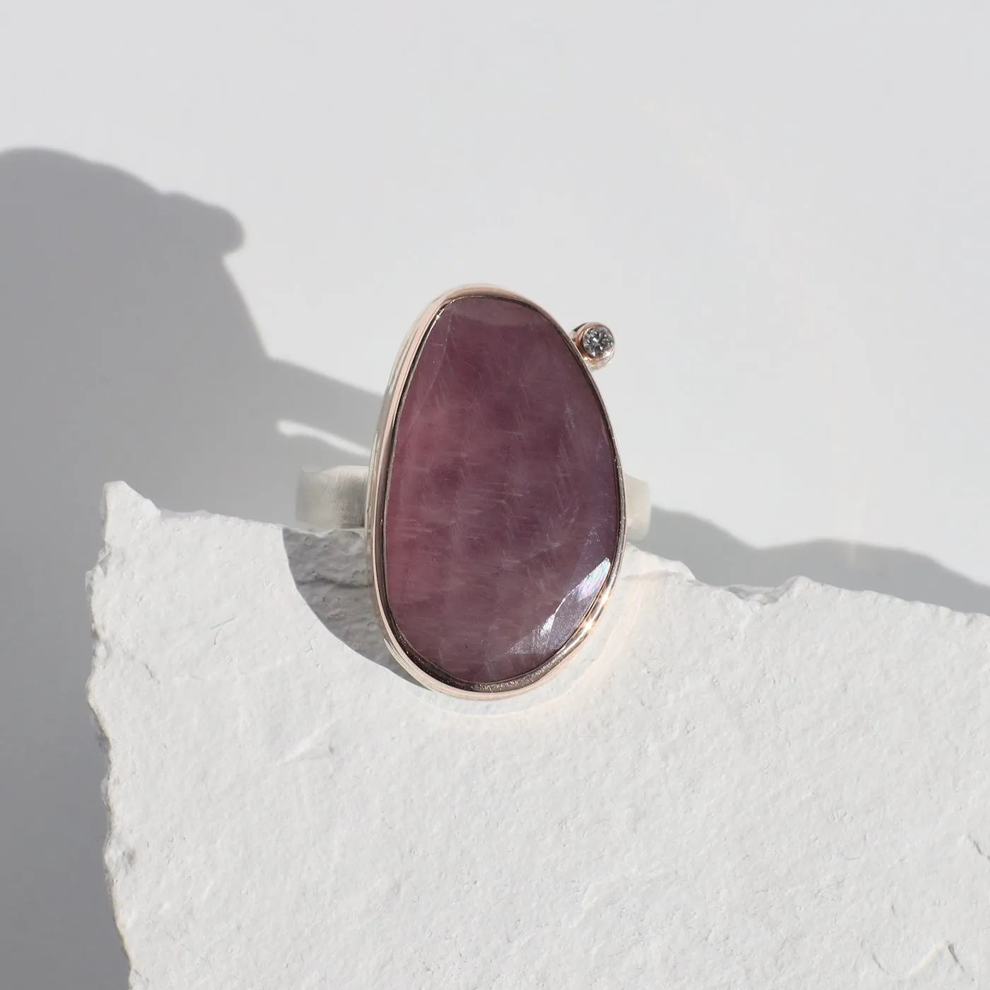 Jamie Joesph Vertical Asymmetrical Table Up Pink Sapphire Ring