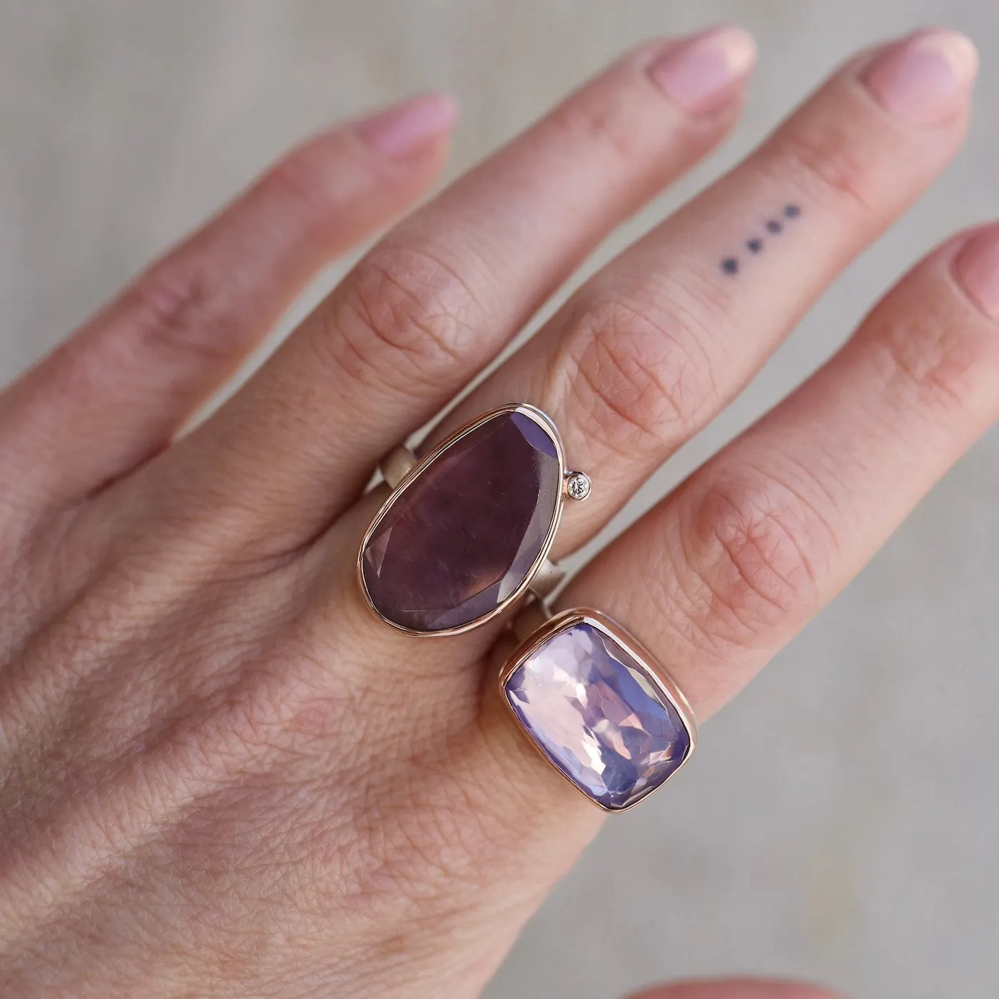 Jamie Joesph Vertical Asymmetrical Table Up Pink Sapphire Ring