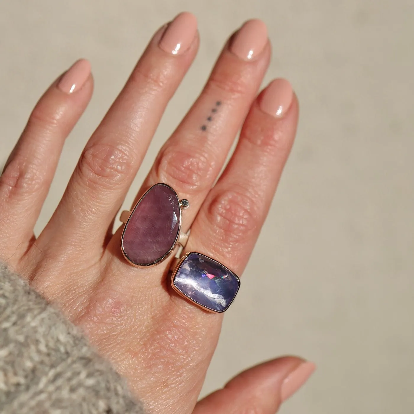 Jamie Joesph Vertical Asymmetrical Table Up Pink Sapphire Ring