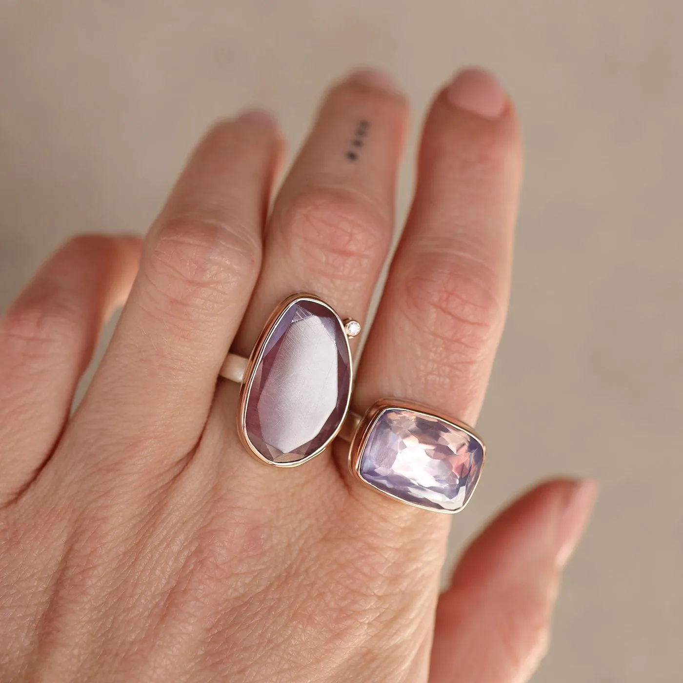 Jamie Joesph Vertical Asymmetrical Table Up Pink Sapphire Ring