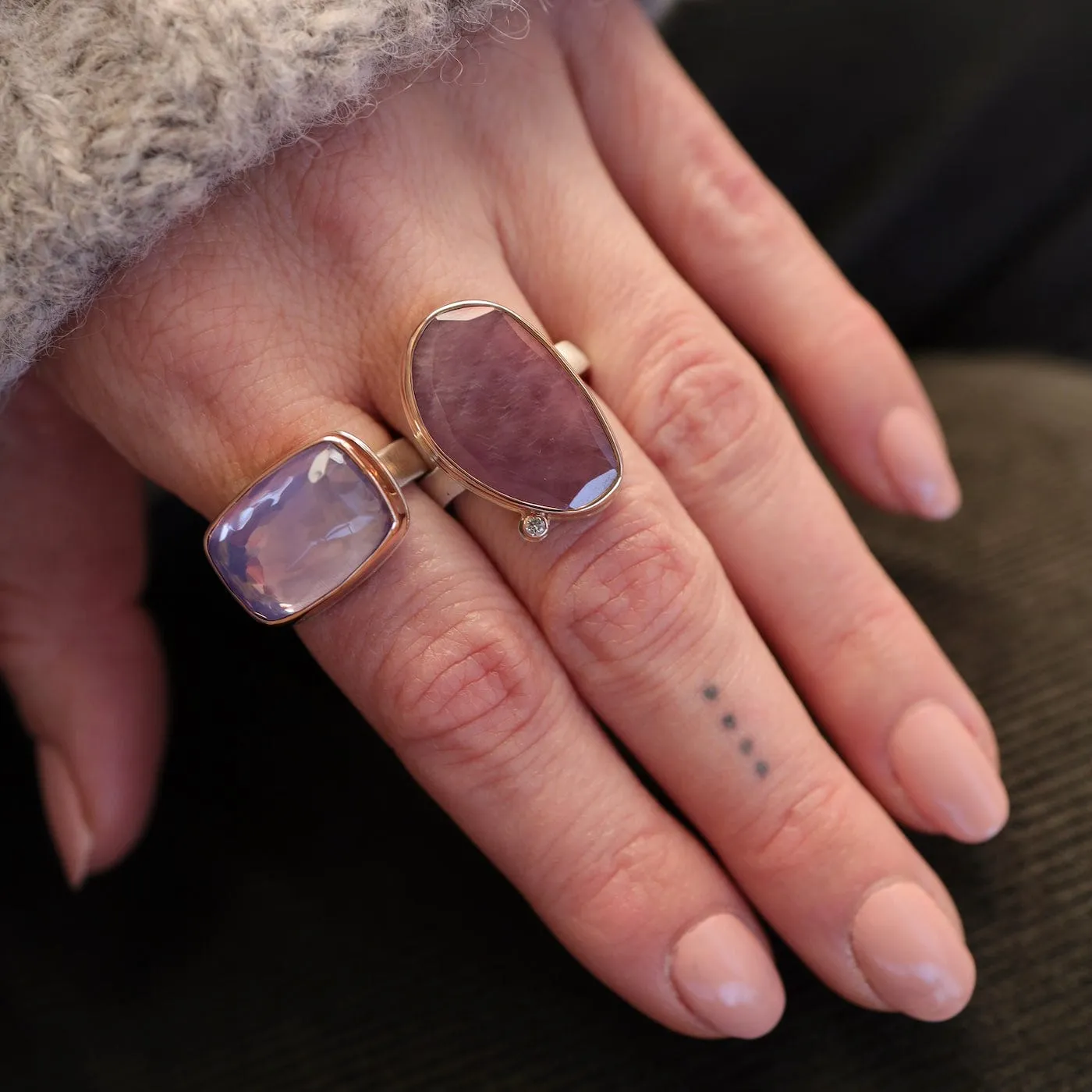 Jamie Joesph Vertical Asymmetrical Table Up Pink Sapphire Ring
