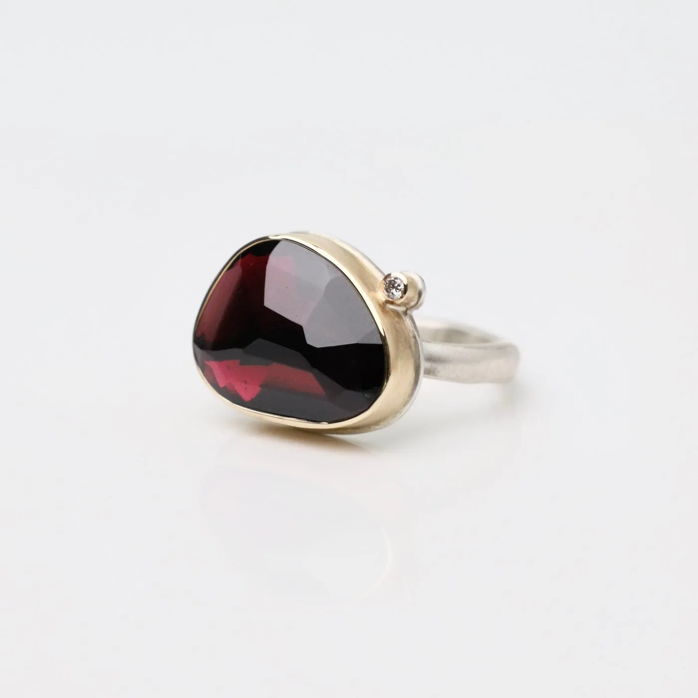 Jamie Joseph Asymmetrical Faceted Rhodolite Garnet Ring