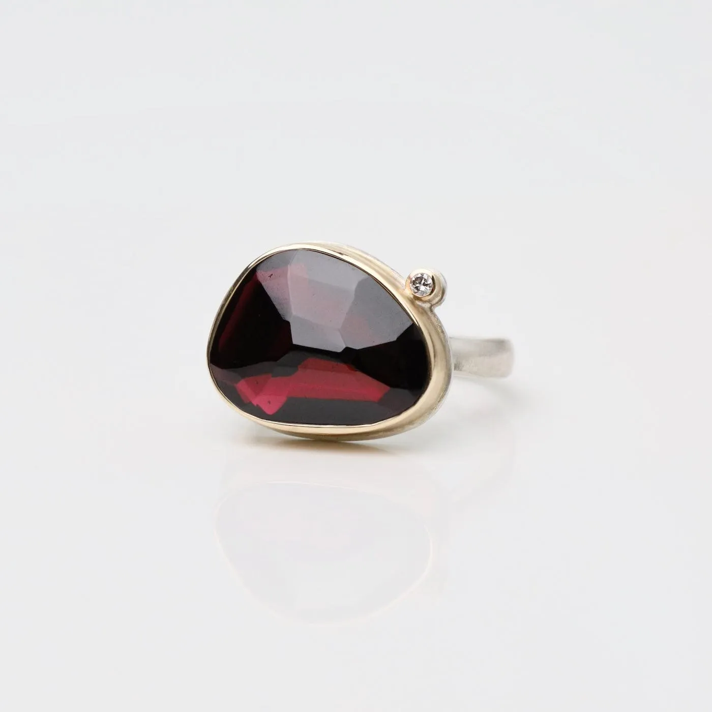 Jamie Joseph Asymmetrical Faceted Rhodolite Garnet Ring
