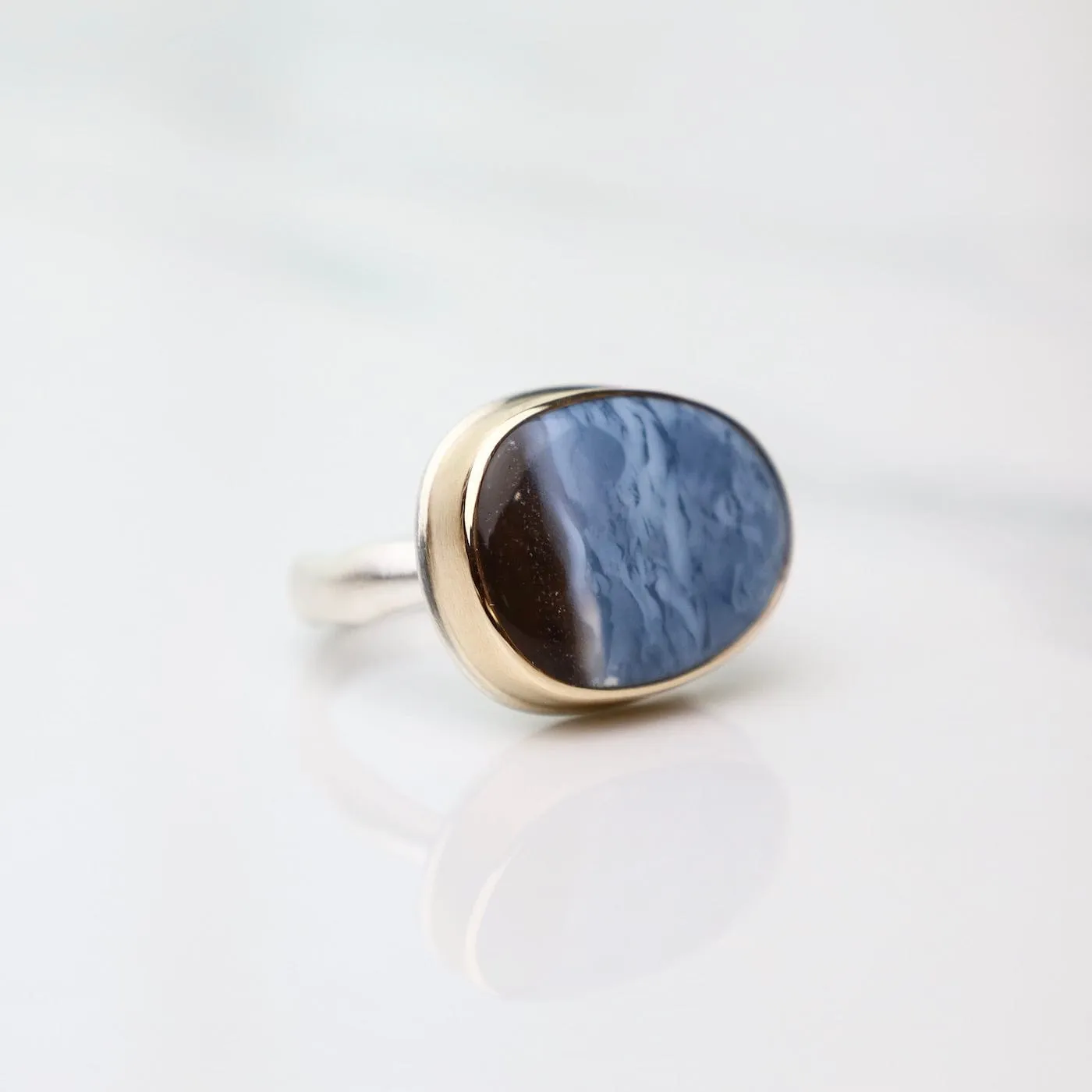 Jamie Joseph Asymmetrical Indian Blue Opal Ring