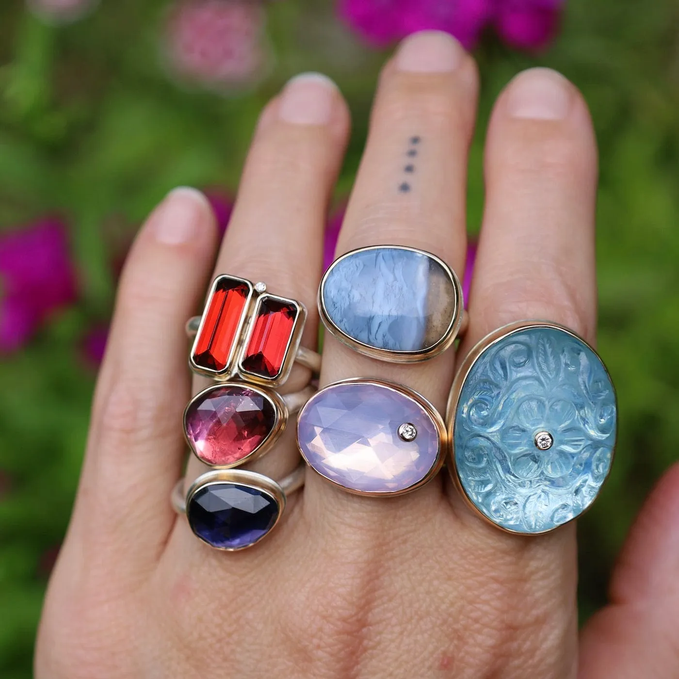 Jamie Joseph Asymmetrical Indian Blue Opal Ring