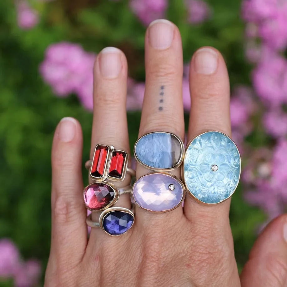 Jamie Joseph Asymmetrical Indian Blue Opal Ring
