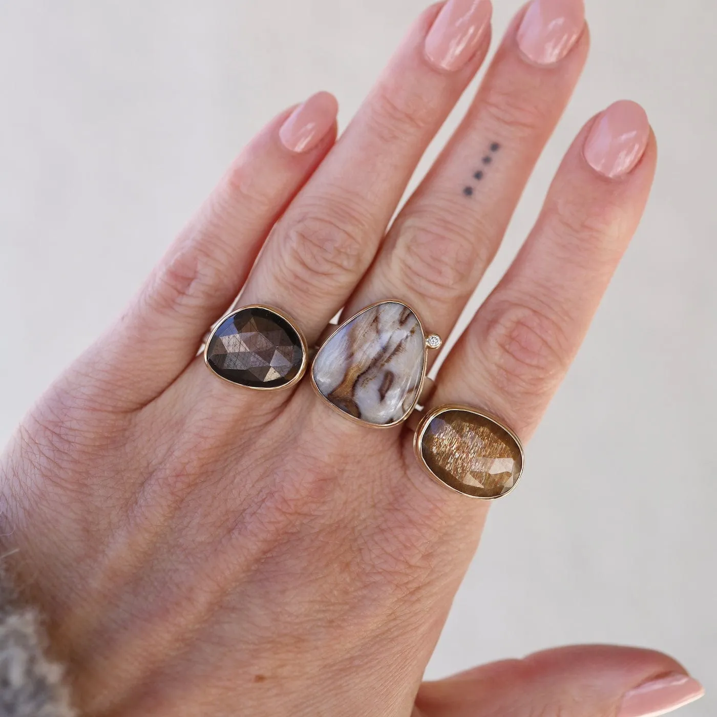 Jamie Joseph Small Asymmetrical Rose Cut Brown Sapphire Ring