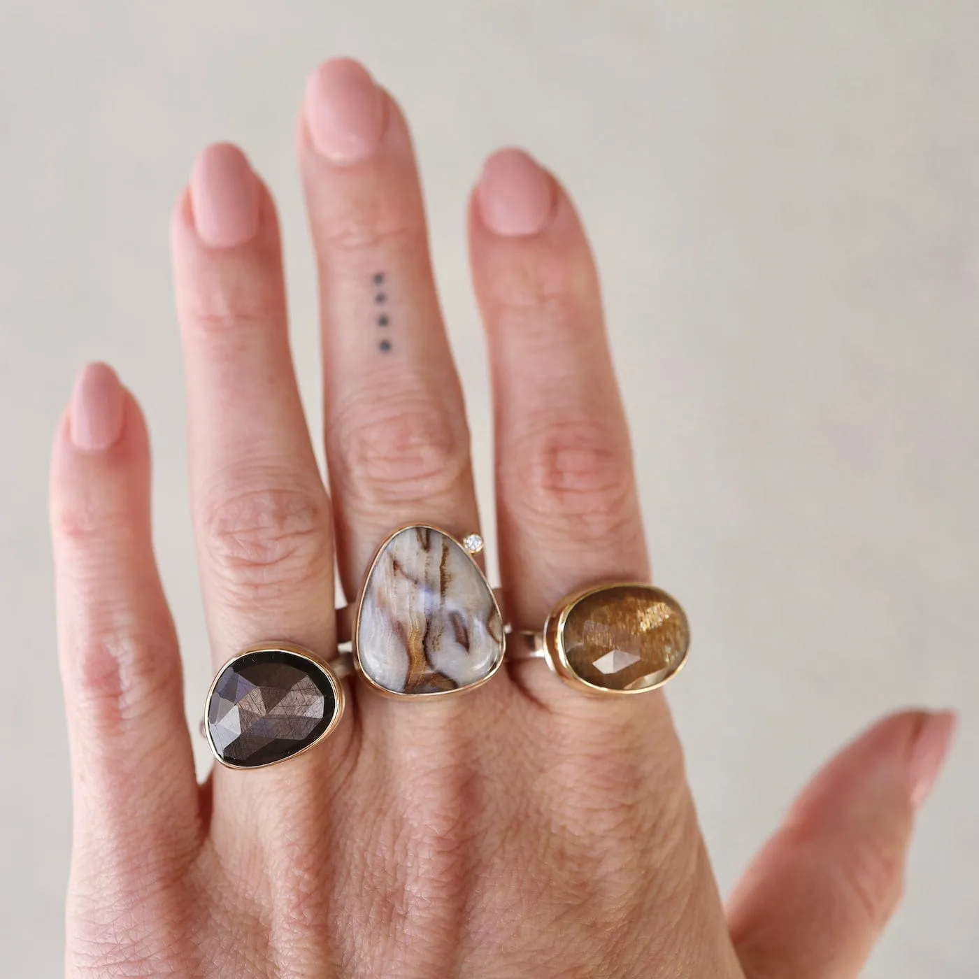 Jamie Joseph Small Asymmetrical Rose Cut Brown Sapphire Ring