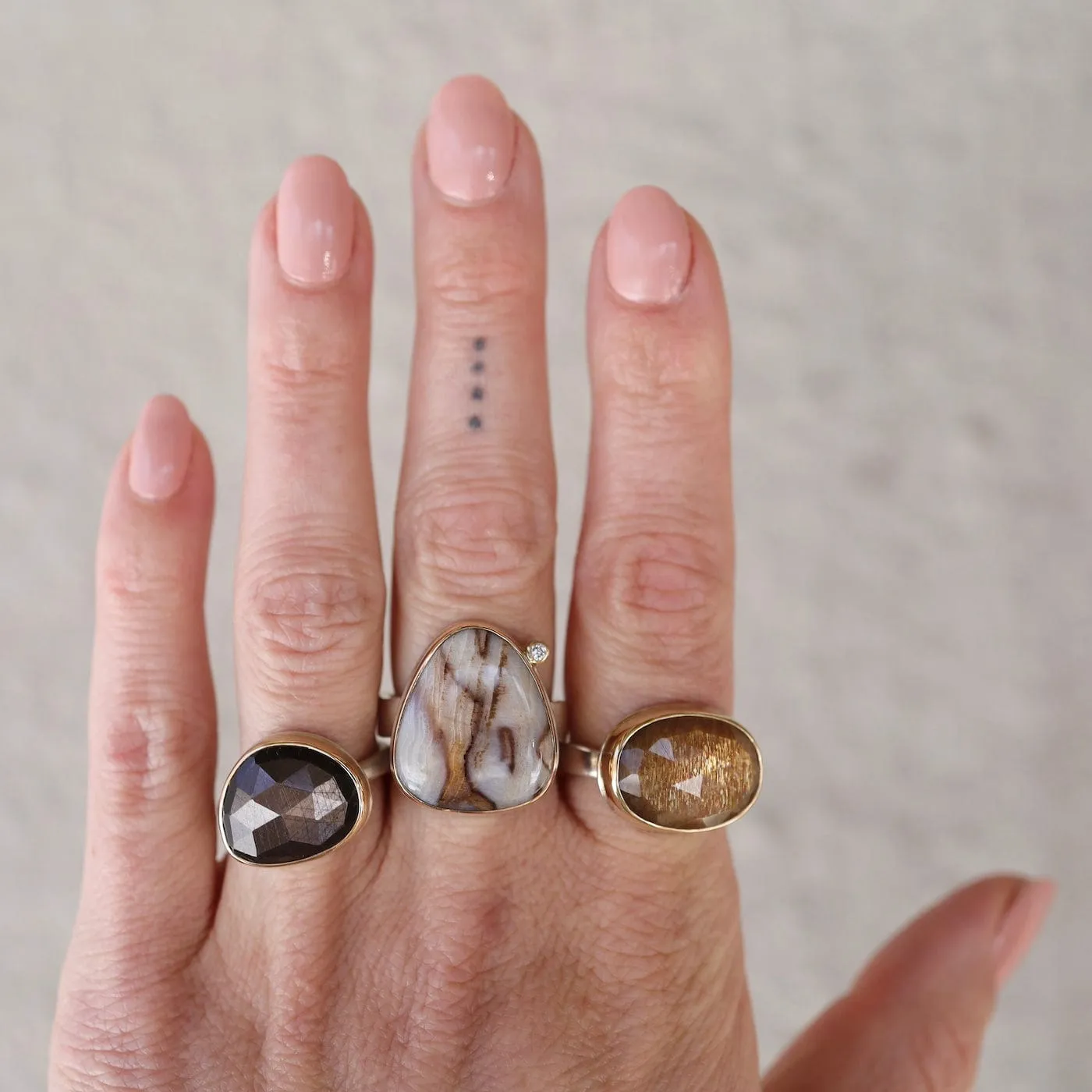 Jamie Joseph Small Asymmetrical Rose Cut Brown Sapphire Ring
