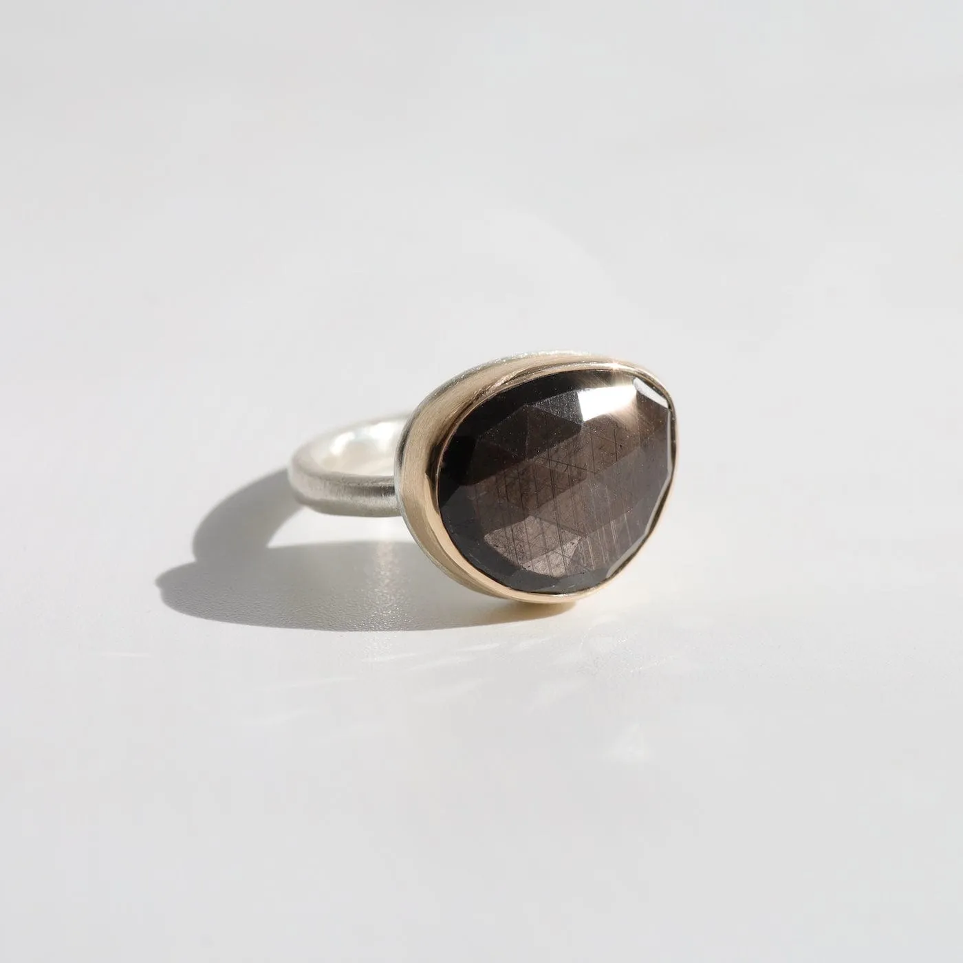 Jamie Joseph Small Asymmetrical Rose Cut Brown Sapphire Ring