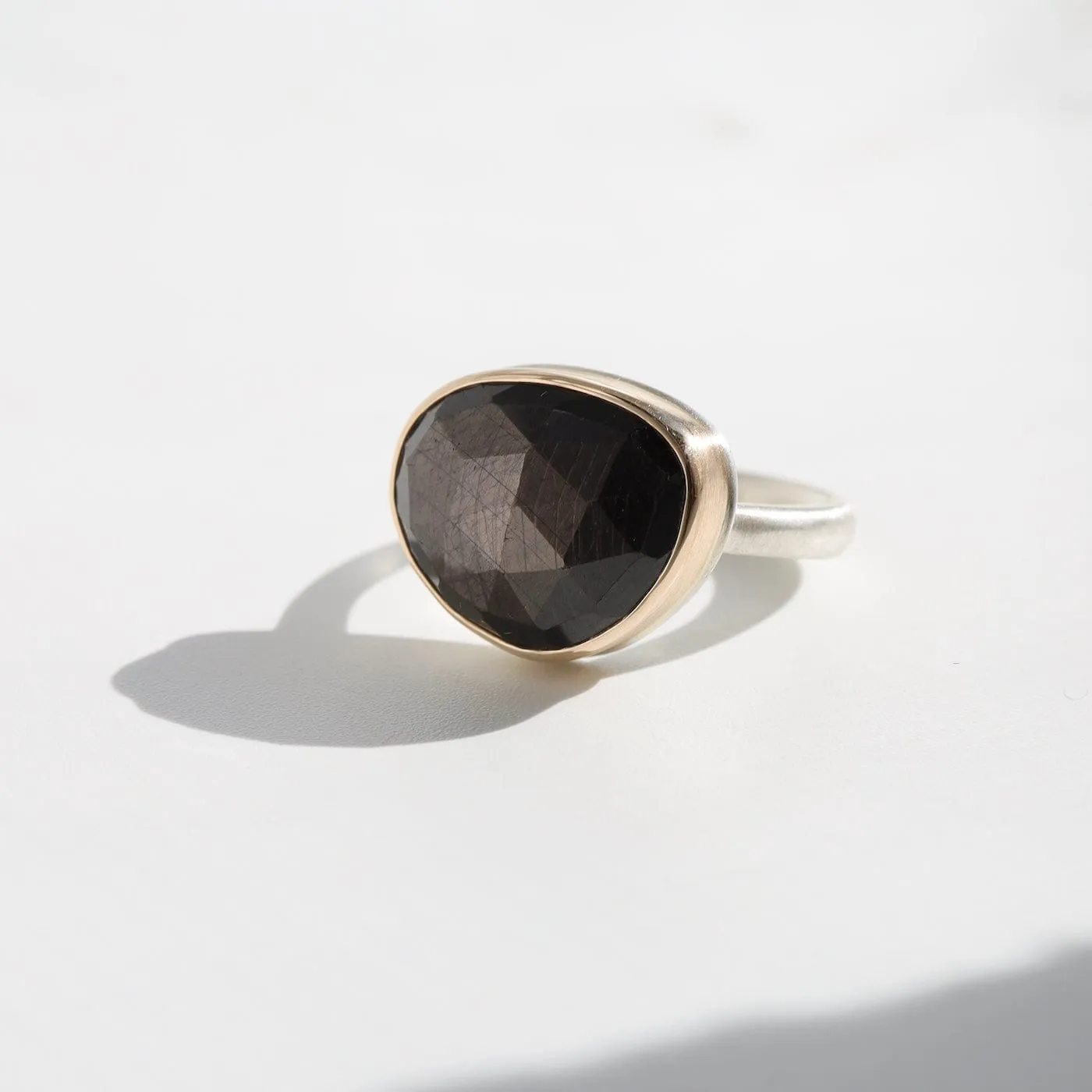 Jamie Joseph Small Asymmetrical Rose Cut Brown Sapphire Ring