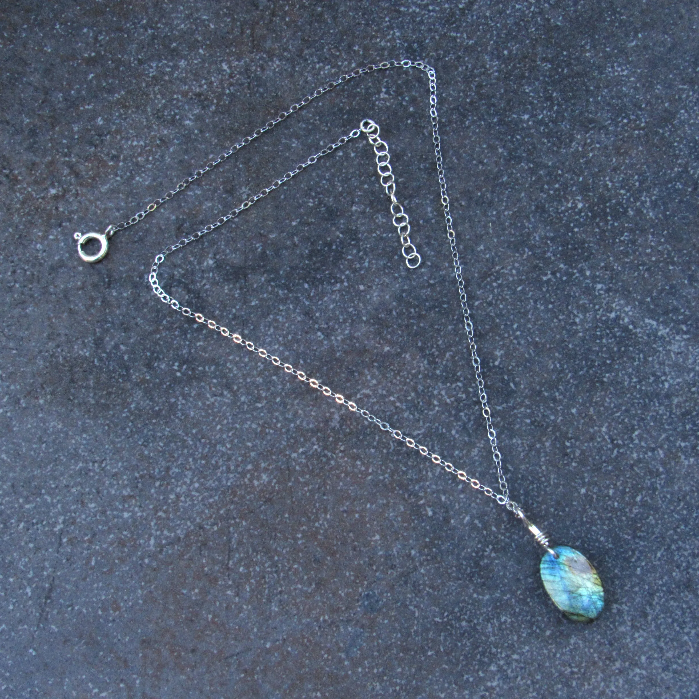 Labradorite Gemstone pendant on Sterling Silver Chain