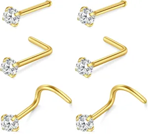 Longita Nose Studs 18g 20g 22g - Silver & Gold Nose Rings & Screws