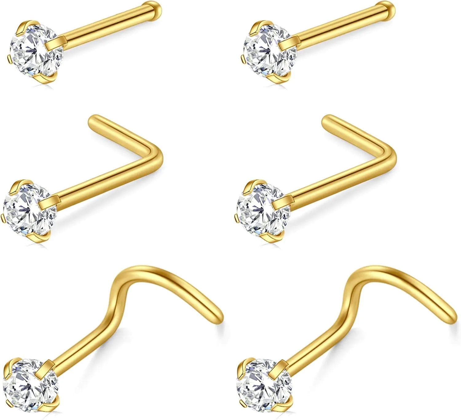 Longita Nose Studs 18g 20g 22g - Silver & Gold Nose Rings & Screws