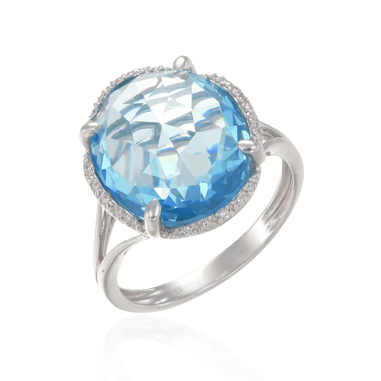 Luscious Cocktail Ring with Blue CZ