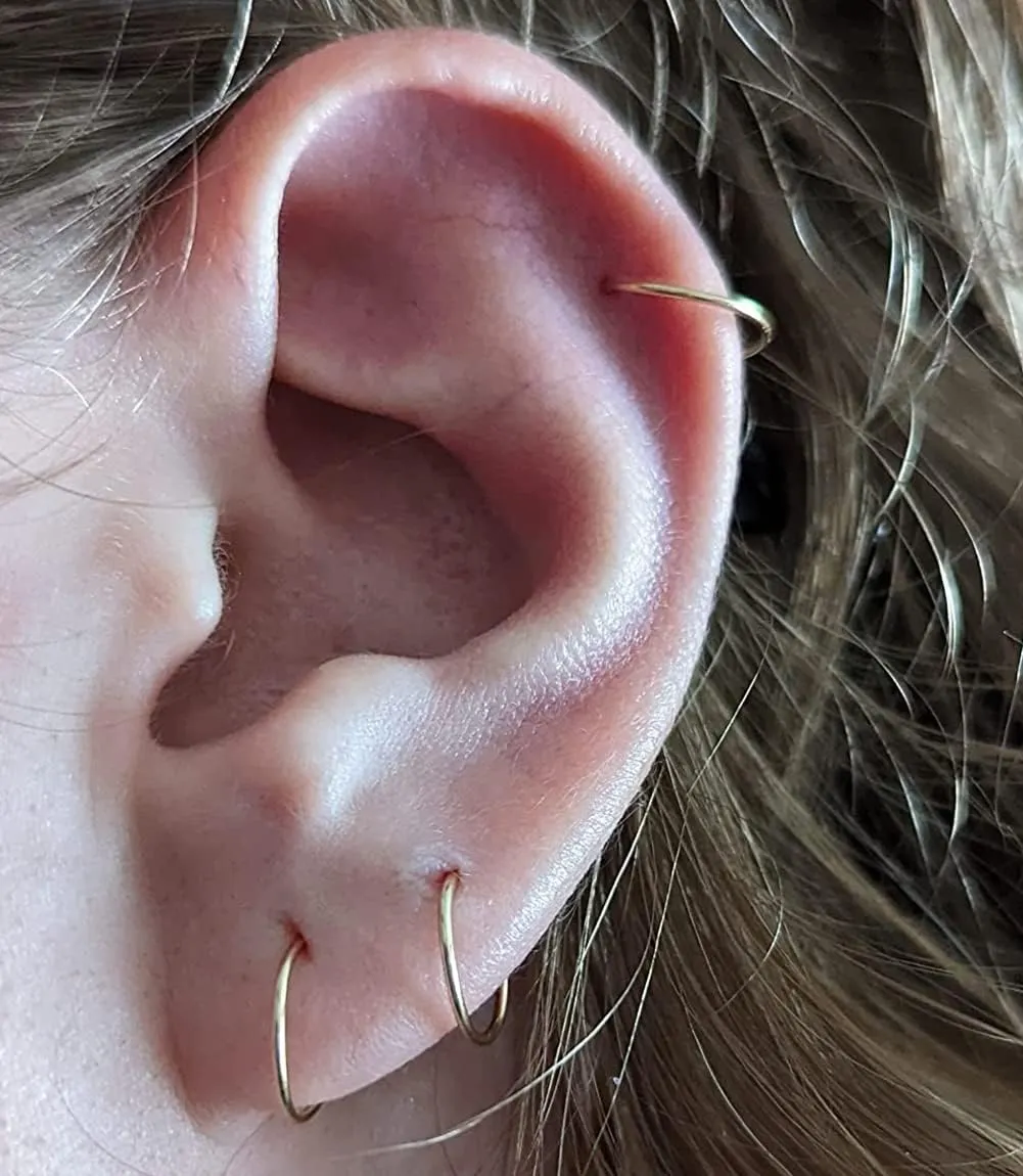MODRSA Gold Cartilage Earring Silver Cartilage Piercing Jewelry 16g Helix Piercing Jewelry Cartilage Hoop Earring Helix Earrings Silver Cartilage Earring Stud 16 Gauge Cartilage Earrings for Women