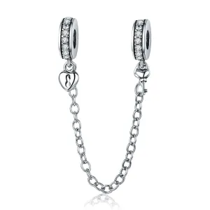 My Love- 925 Sterling Silver Bracelet Safety Chain Charm