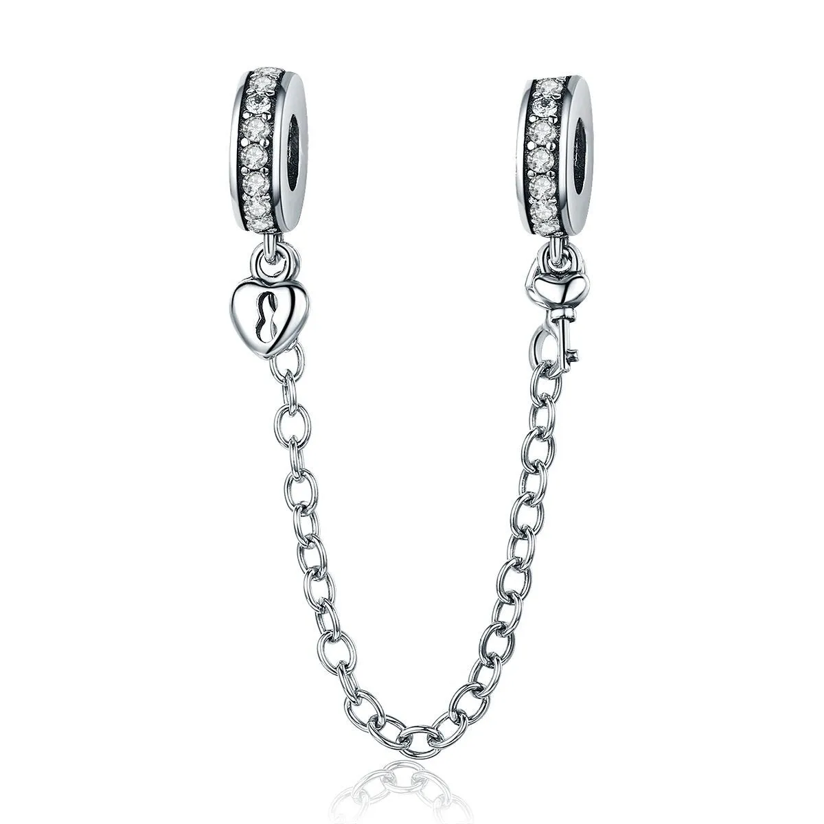 My Love- 925 Sterling Silver Bracelet Safety Chain Charm