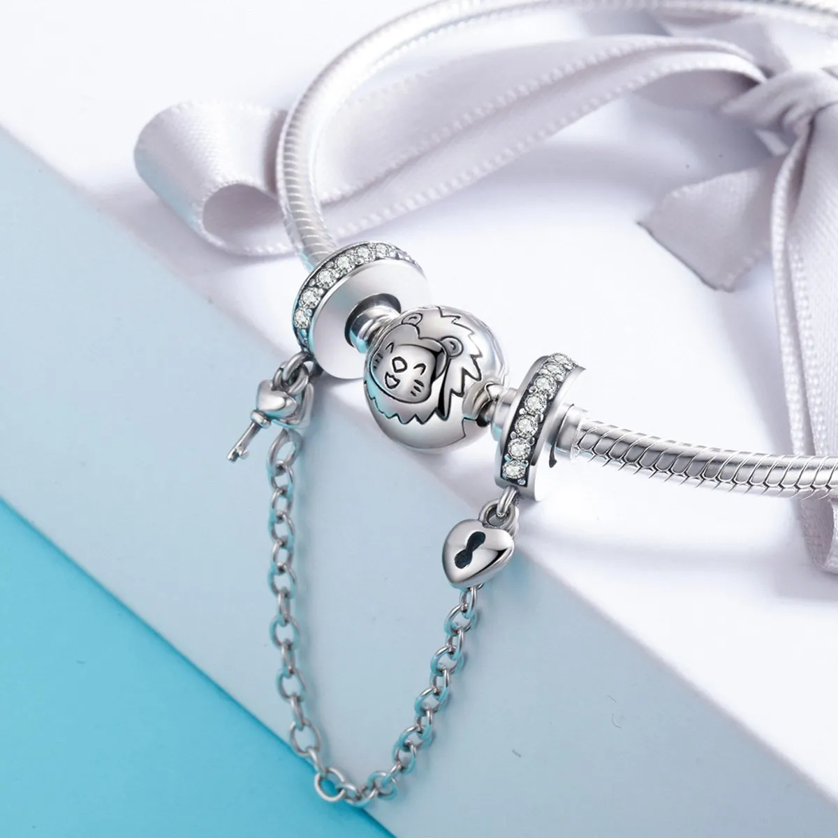 My Love- 925 Sterling Silver Bracelet Safety Chain Charm