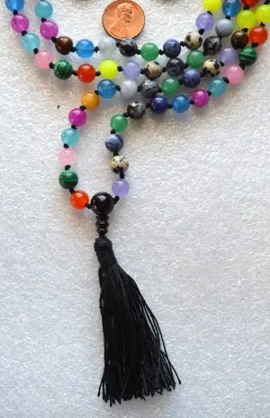 Natural MIXED GEMSTONES 6mm 108 Mala Beads, Spiritual, Meditation Beads, Reiki, Japa Mala, Buddhist Prayer Beads, Yoga Bracelet, healing beads LKMALA-RRGU-1921