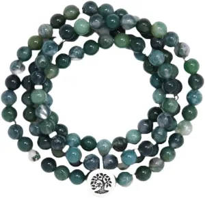 Natural Moss Agate 8mm 108 Mala Beads, Spiritual, Meditation Beads, Reiki, Japa Mala, Buddhist Prayer Beads, Yoga Bracelet, healing beads LKMALA-RRGU-3962