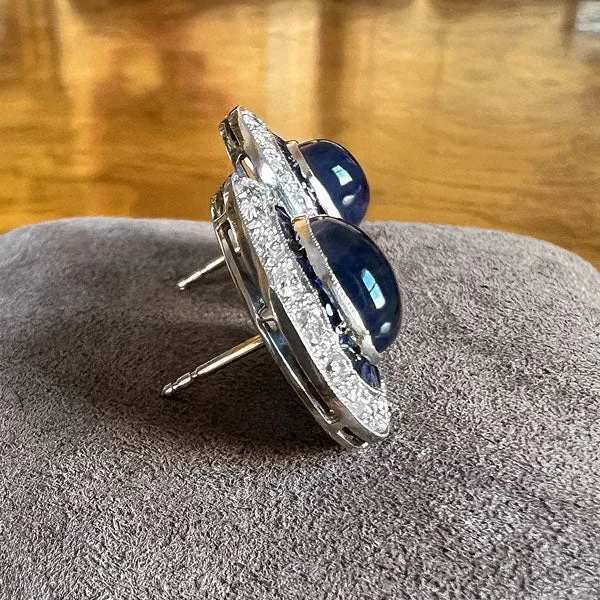 Oval Sapphire & Diamond Earrings