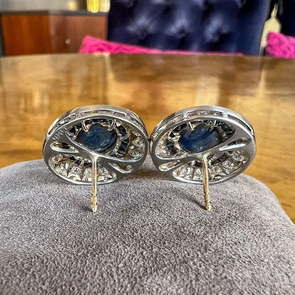 Oval Sapphire & Diamond Earrings