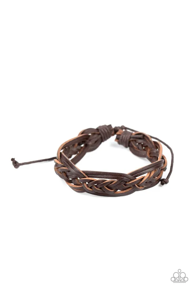 Paparazzi Bracelet ~ Too Close To HOMESPUN - Brown