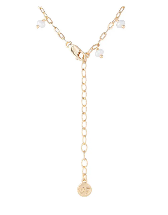 Pearl Pom Pom Necklace Gold
