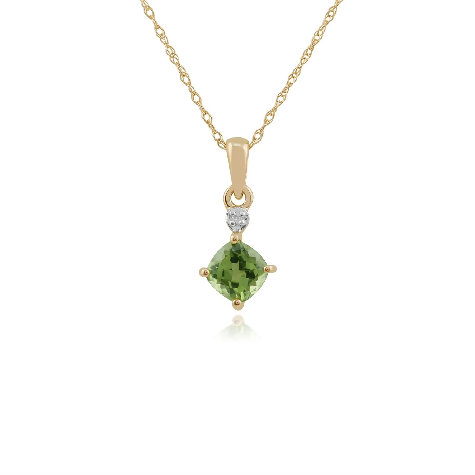 Peridot Halskette, 9 Karat Gelbgold 0,63ct Peridot & Diamant Anhänger an 45cm Kette
