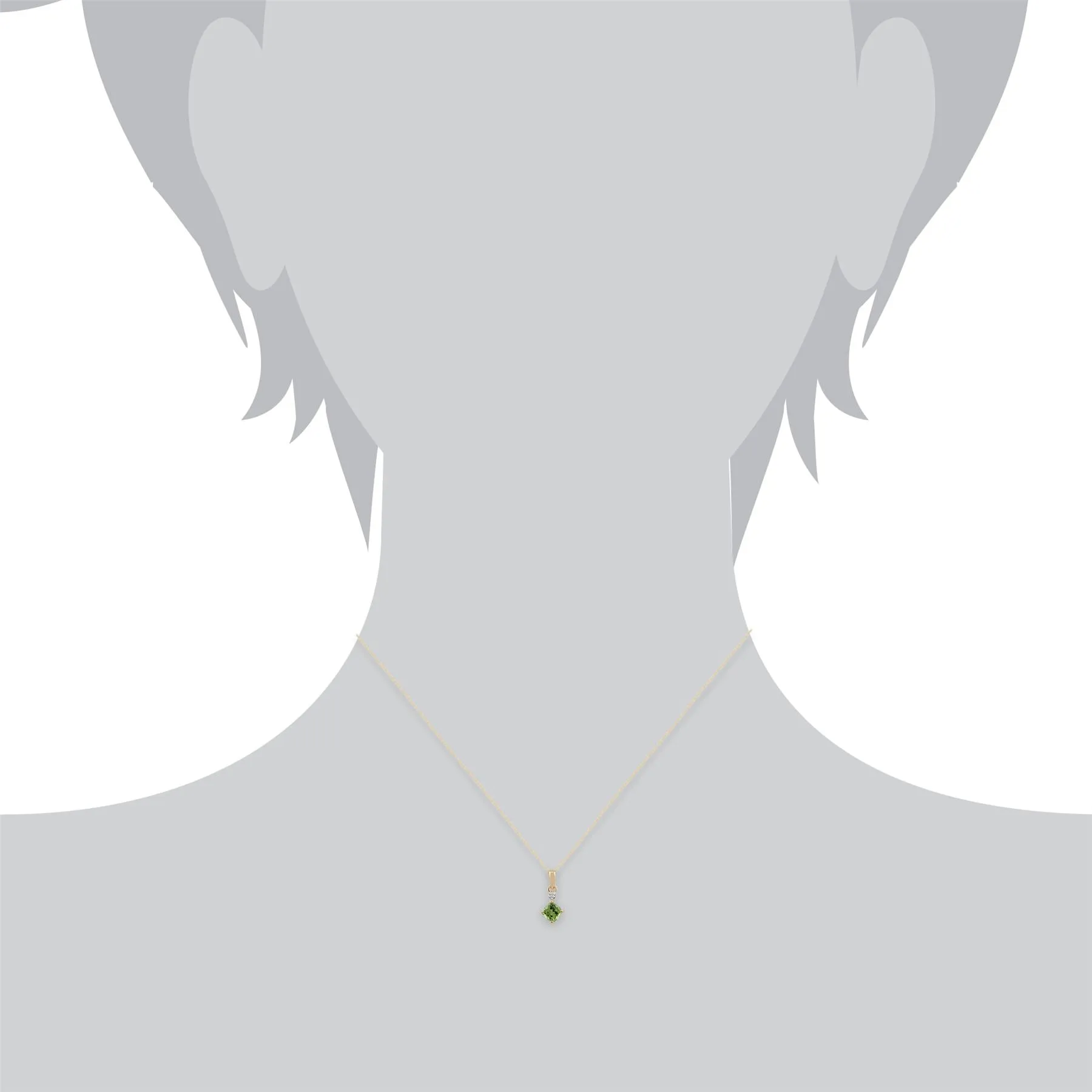 Peridot Halskette, 9 Karat Gelbgold 0,63ct Peridot & Diamant Anhänger an 45cm Kette