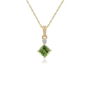Peridot Halskette, 9 Karat Gelbgold 0,63ct Peridot & Diamant Anhänger an 45cm Kette