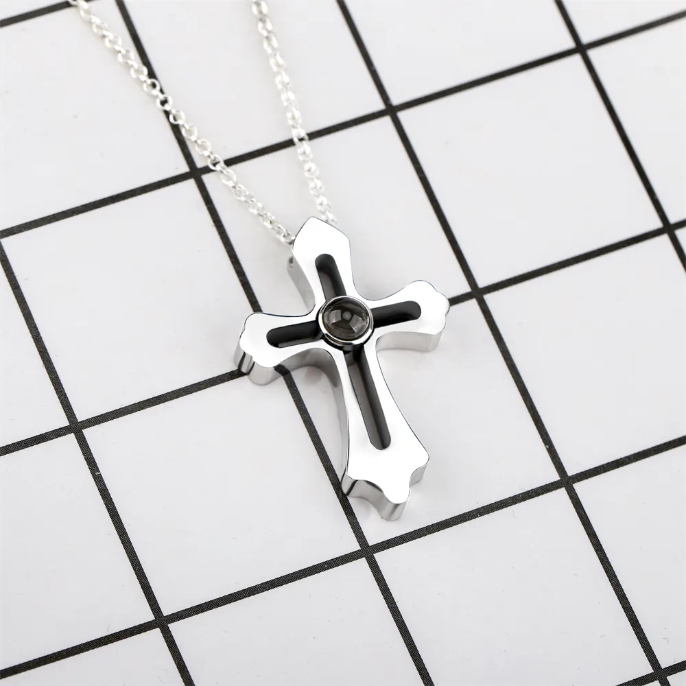 Personalized Custom Photo Name Cross Style Projection Necklace Pendant Necklaces