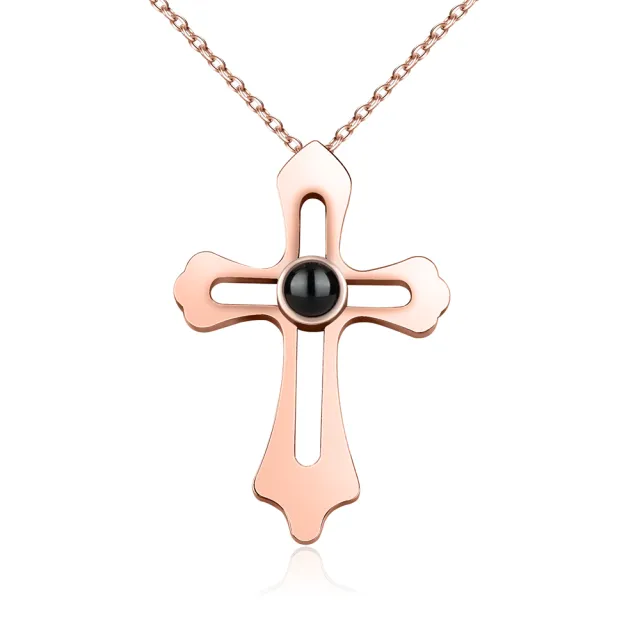 Personalized Custom Photo Name Cross Style Projection Necklace Pendant Necklaces