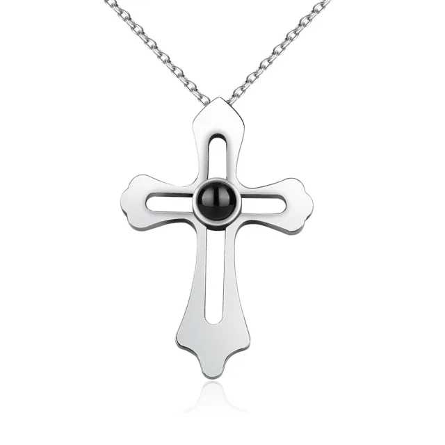 Personalized Custom Photo Name Cross Style Projection Necklace Pendant Necklaces