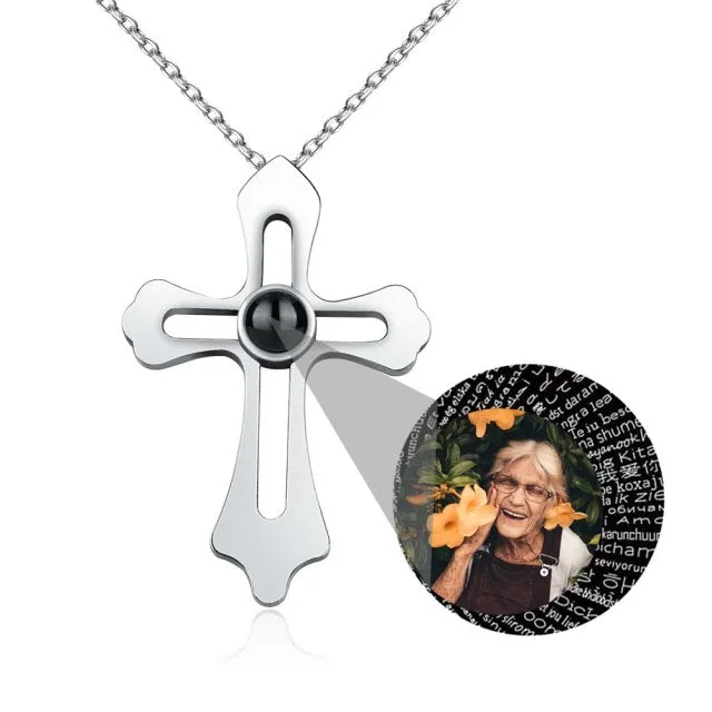 Personalized Custom Photo Name Cross Style Projection Necklace Pendant Necklaces