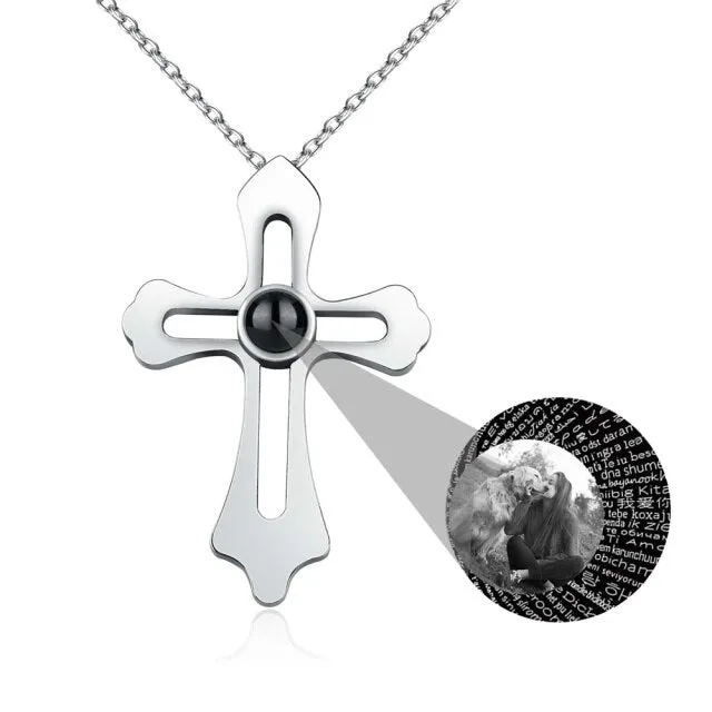 Personalized Custom Photo Name Cross Style Projection Necklace Pendant Necklaces