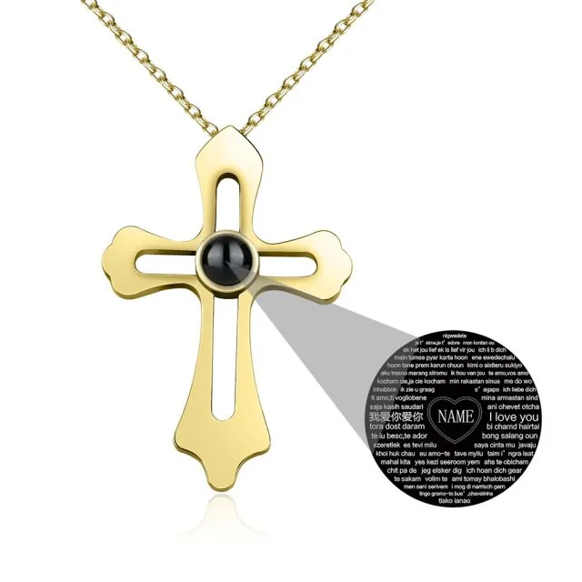 Personalized Custom Photo Name Cross Style Projection Necklace Pendant Necklaces