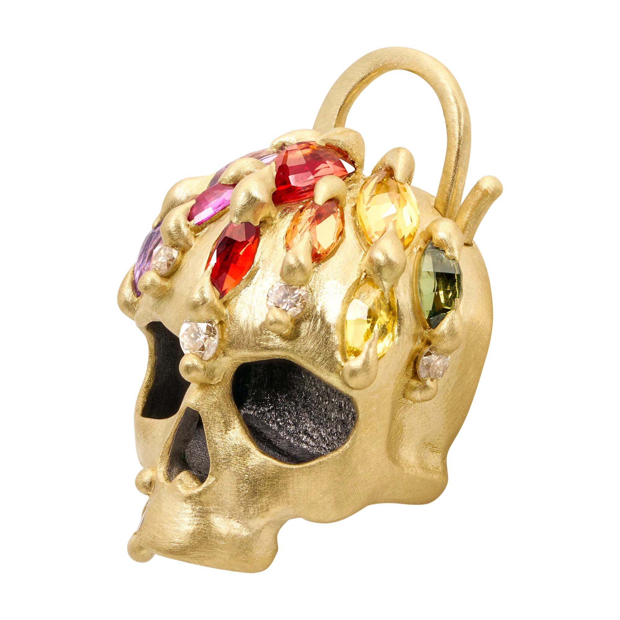 Rainbow Enchanted City Skull Padlock Necklace - 11805