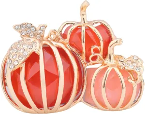 Rhinestone Fall Holiday Pumpkin Brooch Pin for Women Men Enamel Vintage Fruit Fashion Gold Plated Halloween Party Brooch Pin Clothing Accessories Holiday Jewellery Gift