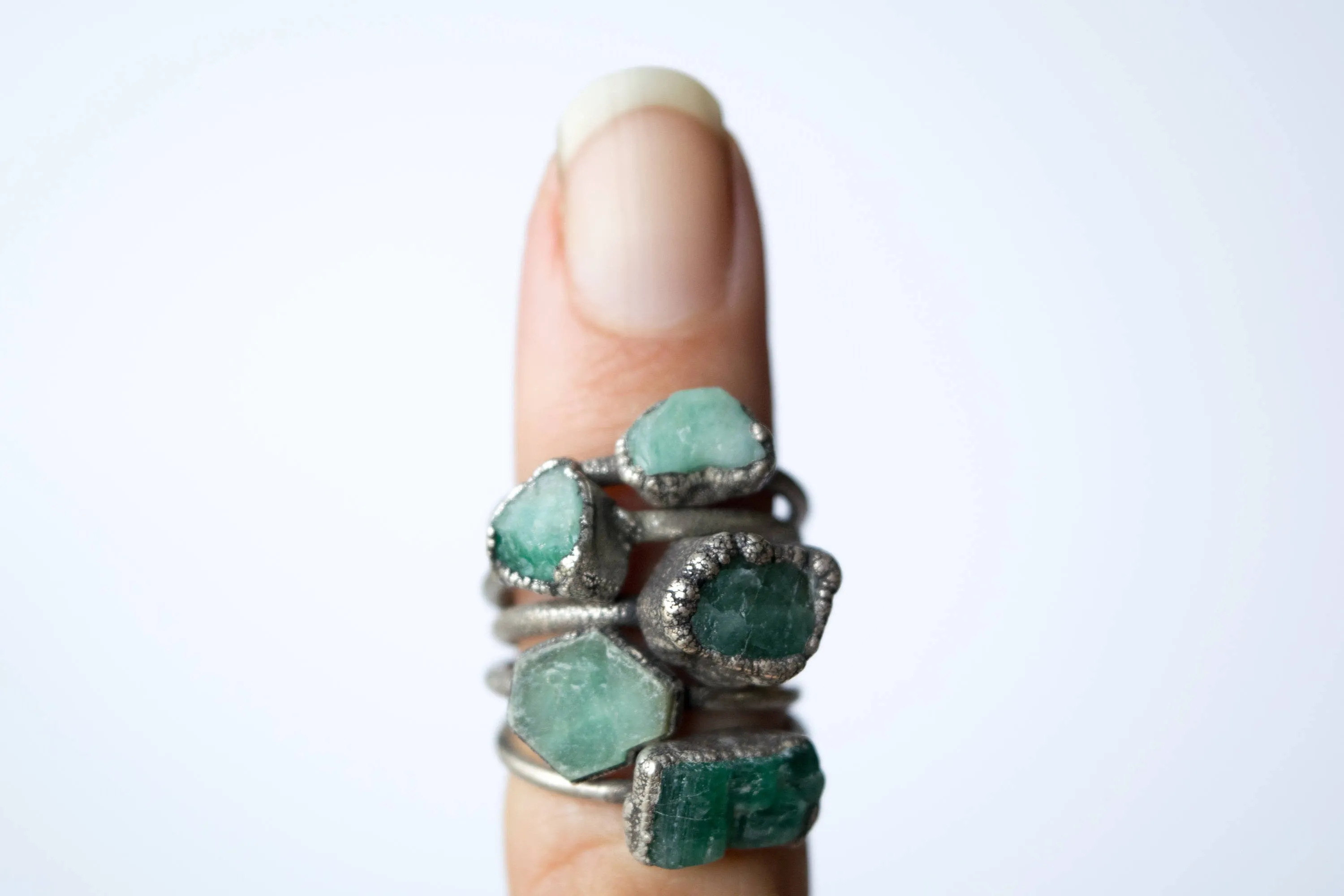 Rough emerald ring | Raw Emerald birthstone ring