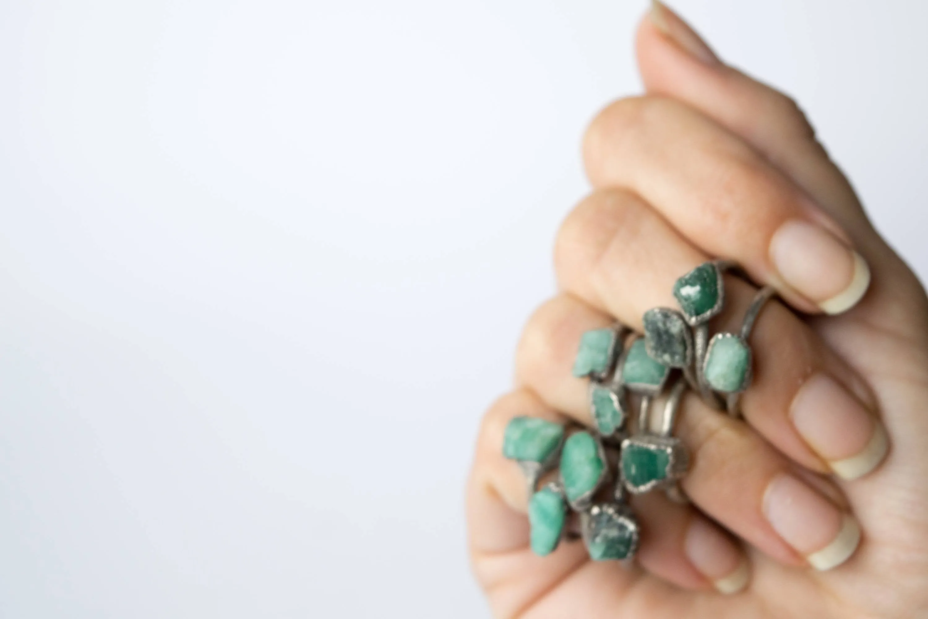 Rough emerald ring | Raw Emerald birthstone ring